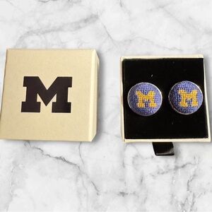 Needlepoint cufflinks - University of Michigan